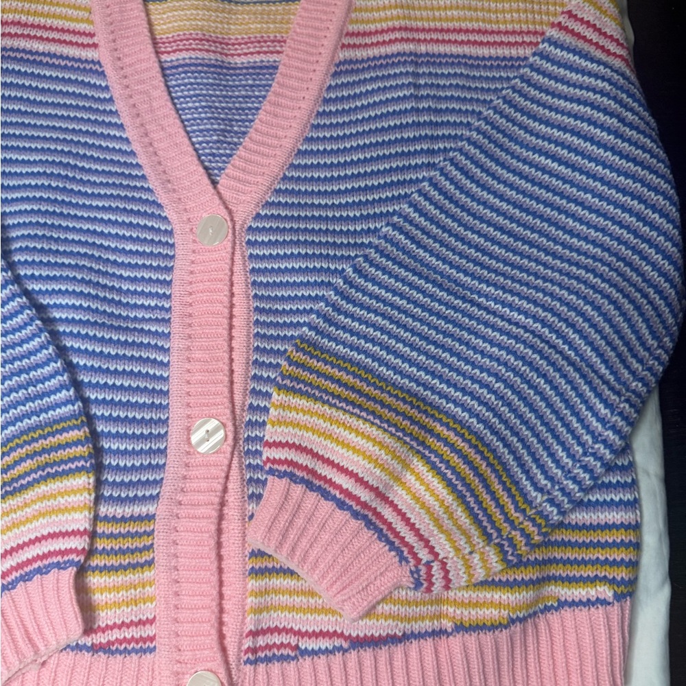 PINK‎ Victoria's Secret Pastel Striped Cardigan size S fits oversized. Casual - Picture 6 of 9